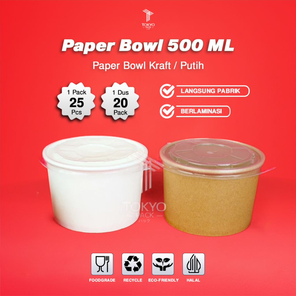 Paper Bowl 500 ml / Mangkok Kertas / Rice Bowl Paper 500 ml