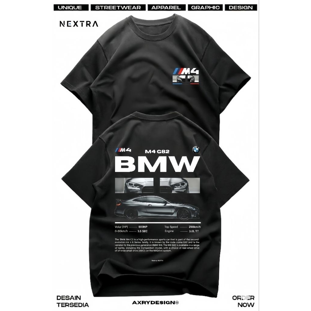 BMW M4 G82 Streetwear T-Shirt | Kaos Mobil BMW | Kaos Otomotif Pria Premium