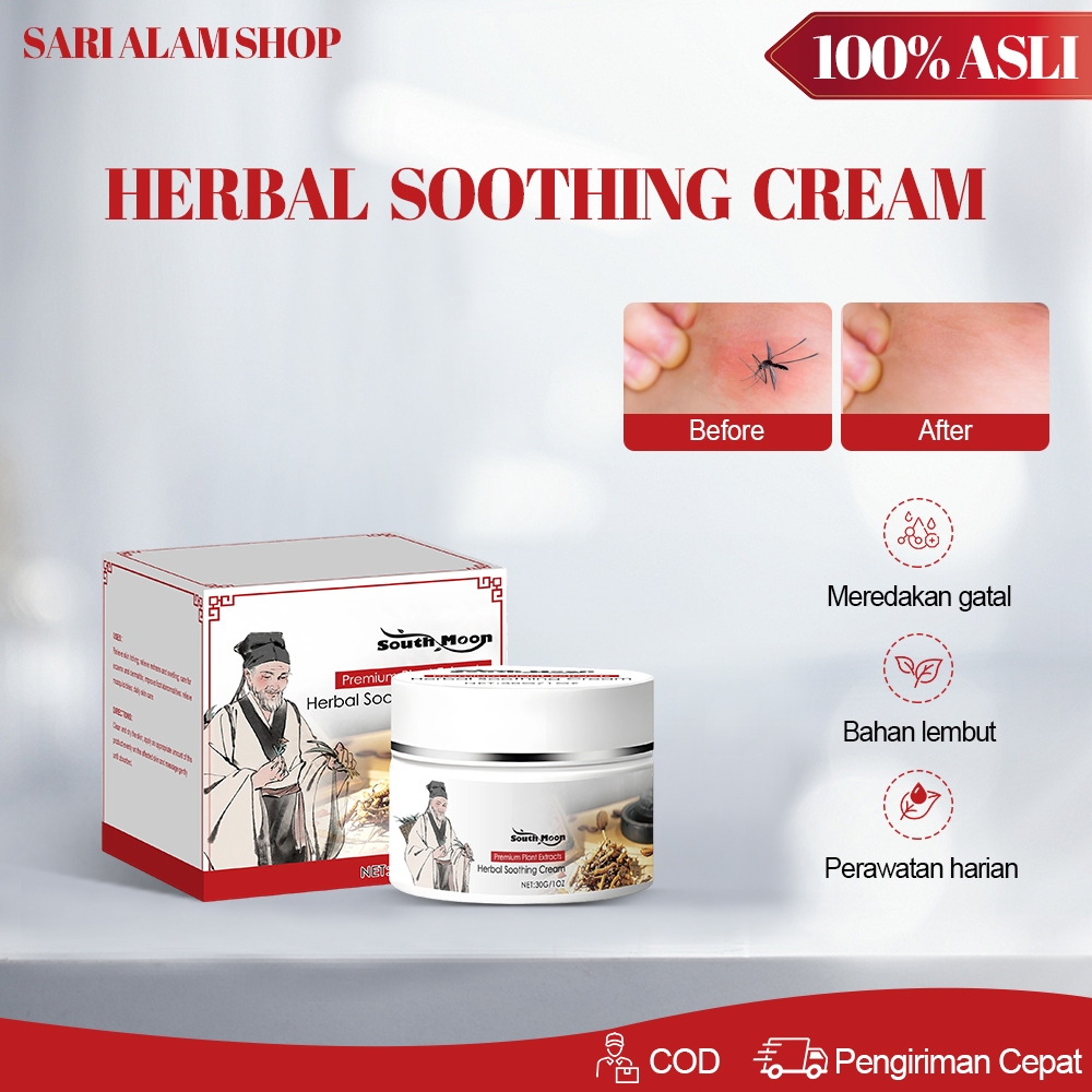 South Moon Herbal Soothing Cream 30g Krim Herbal Untuk Anak & Dewasa, Meredakan Gatal Akibat Gigitan