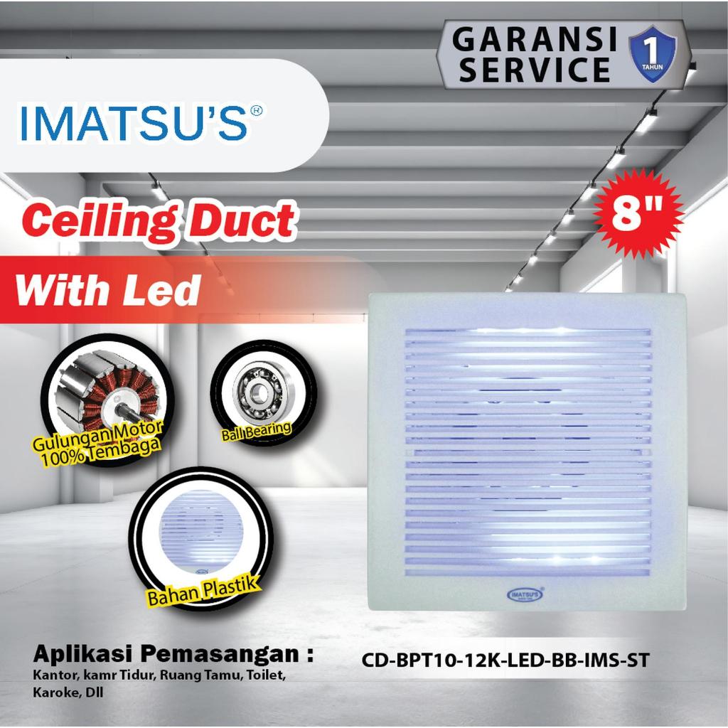 Exhaust Fan LED Lightning 8" Kipas Angin Hexos Plafon Penghisap Udara