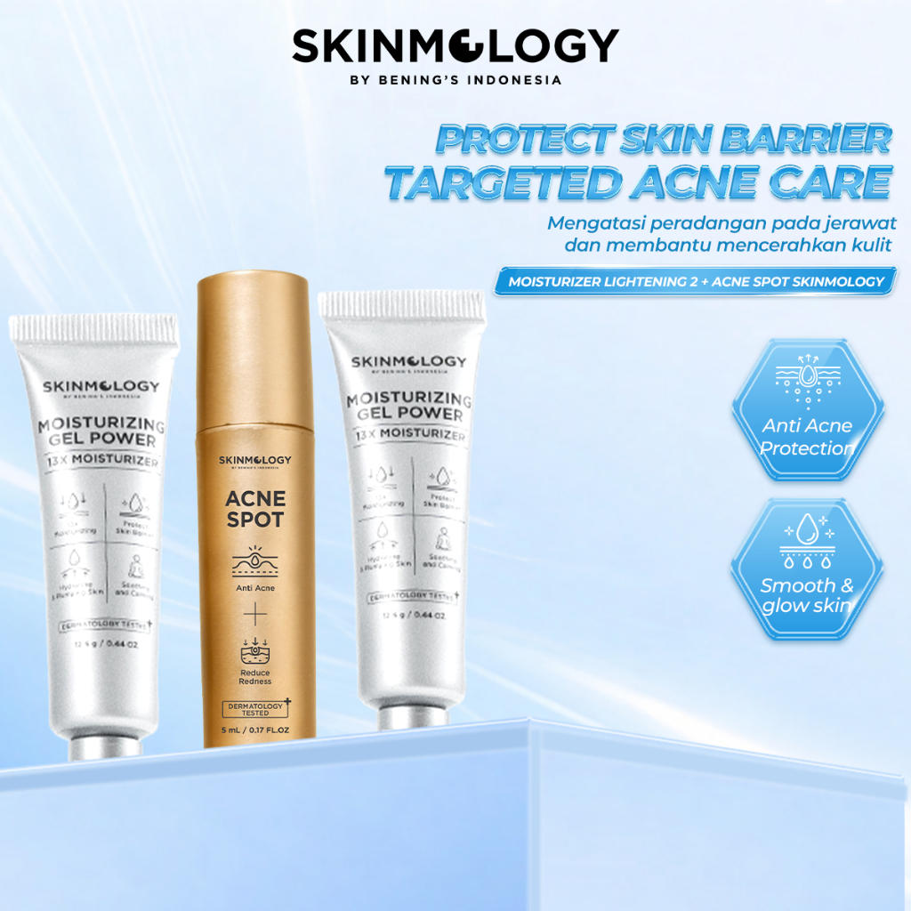 Skinmology by Bening's Clinic Indonesia - Bundling 2x Moisturizing Gel Power 12,5g + Acne Spot - Pel