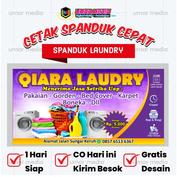 Spanduk Cepat Spanduk Laundry Kiloan – Banner Usaha Laundry Cuci Setrika Desain Menarik