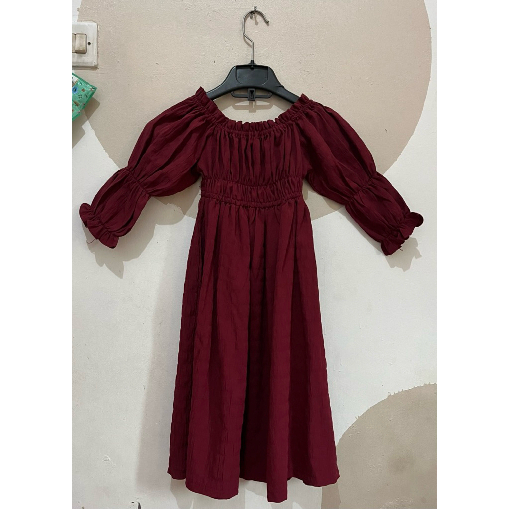 Dress Gamis Anak Perempuan Warna Merah Maroon Preloved usia 5th