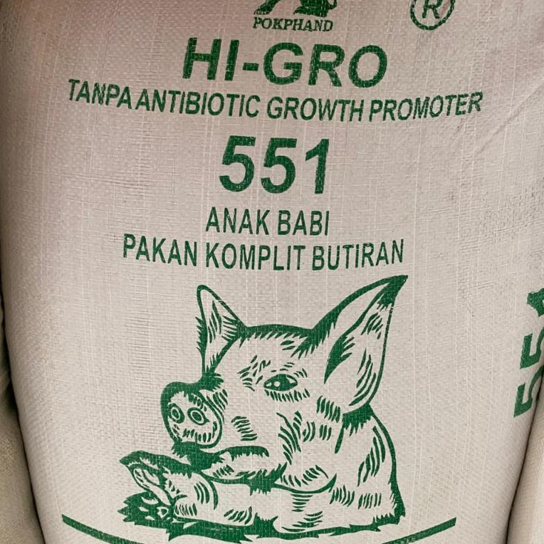 PELET HI-GRO 551 POKPHAND/PUR BABI/PAKAN BABI  REPACK PER 500G 1KG TERNAK ANAK BABI MEDAN