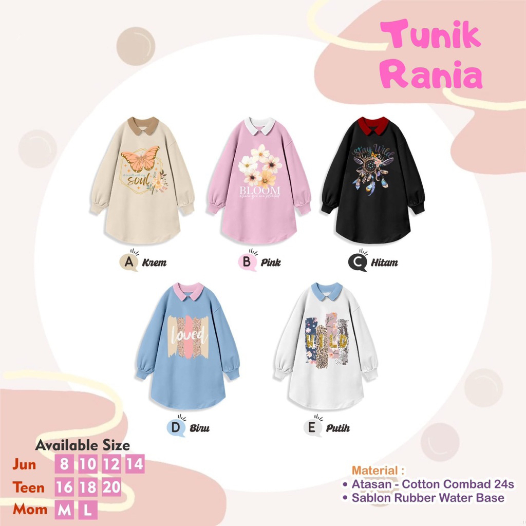 Baju anak /  TUNIK RANIA / Tunik anak perempuan / blouse anak perempuan
