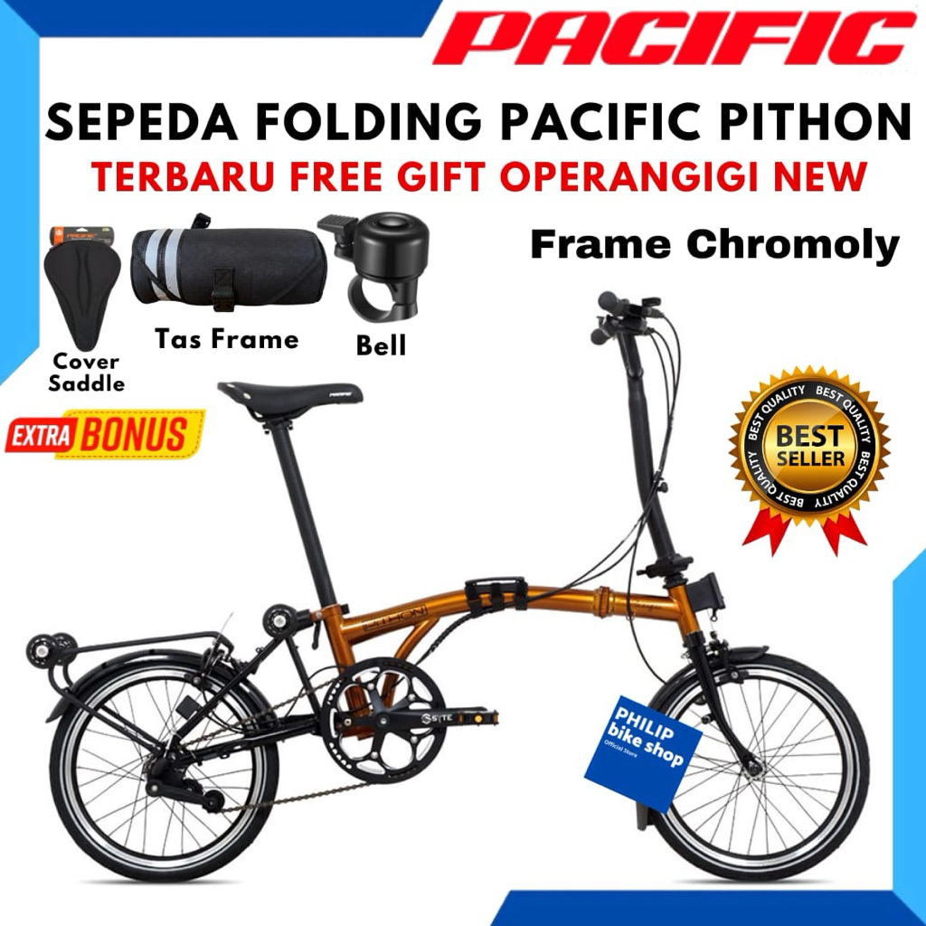 Sepeda Folding Bike 16 Inch Pacific Pithon Lipat 3 Terbaru