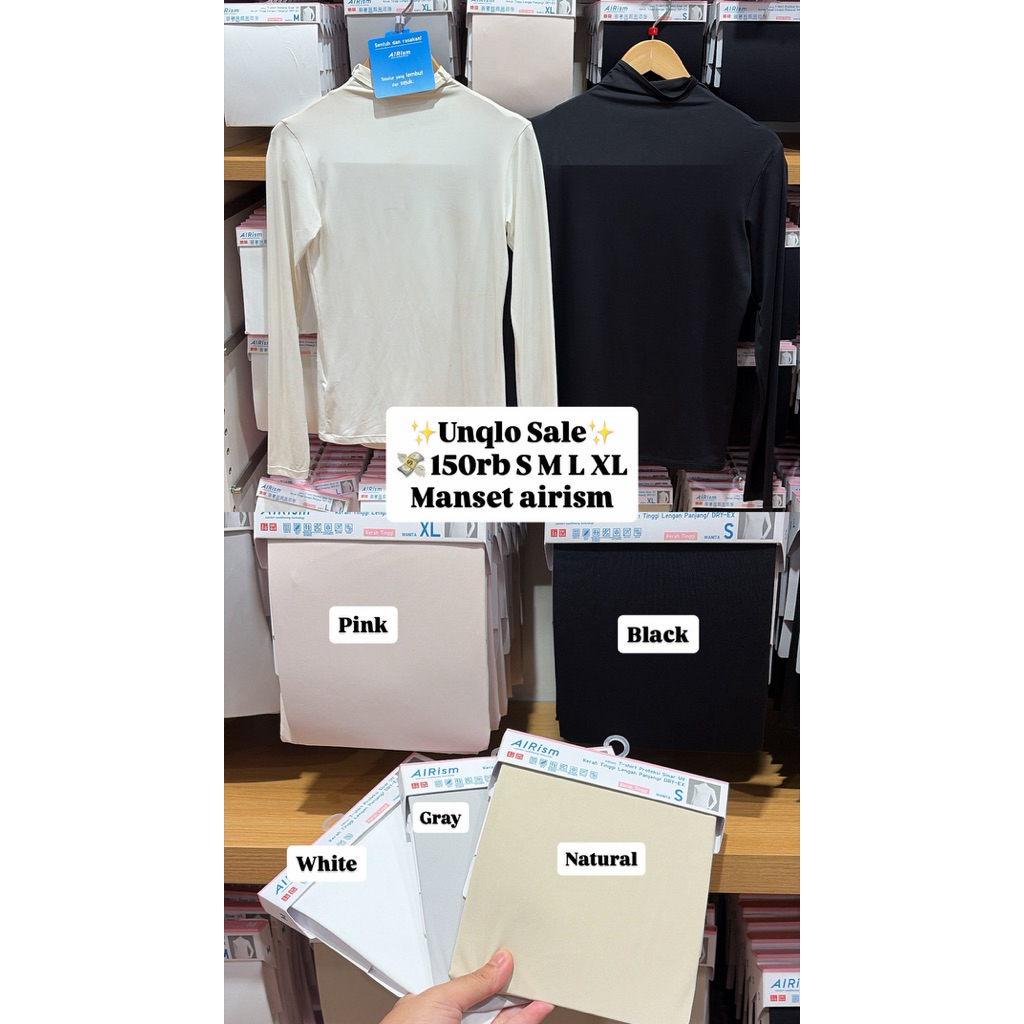 Uniqlo airism manset kerah tinggi lengan panjang