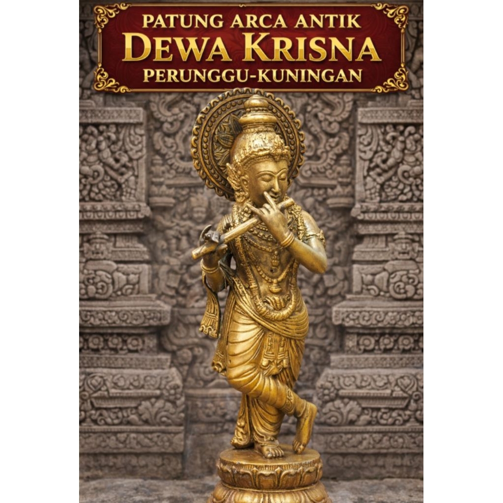 PATUNG ARCA DEWA KRISNA ANTIK PERUNGGU KUNINGAN
