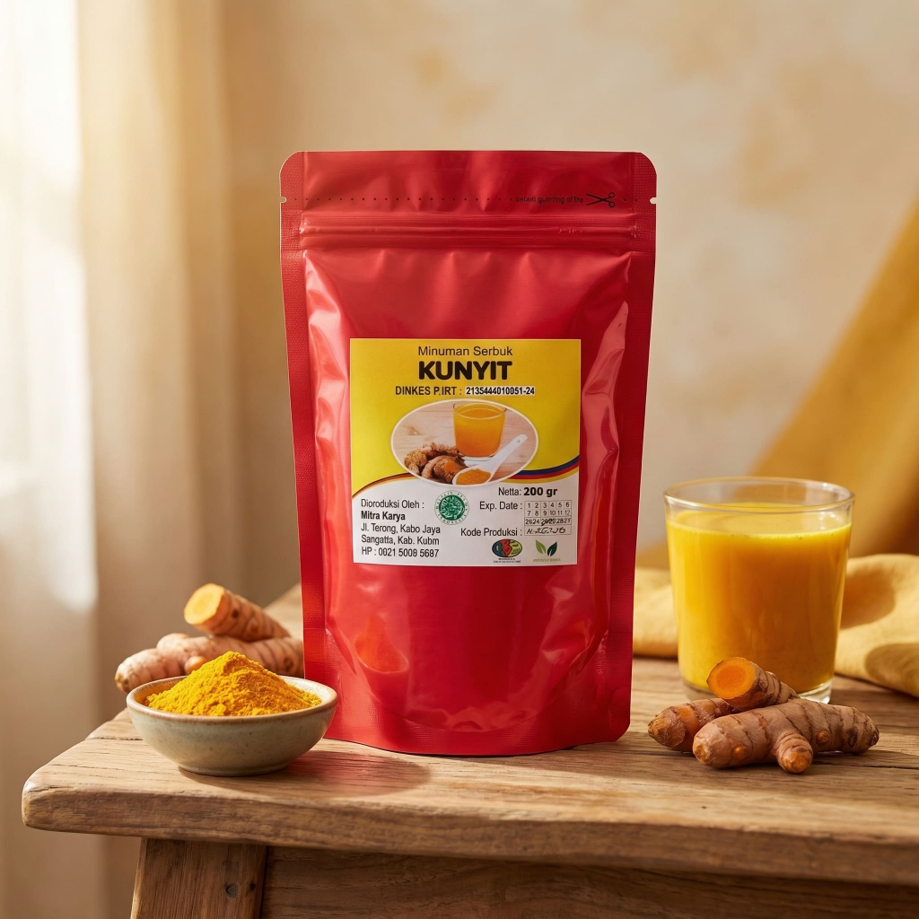 Minuman Serbuk Kunyit Instan 300g | Jamu Herbal Tradisional Kunyit Asam Hangat Herbal Sehat Anti Inf