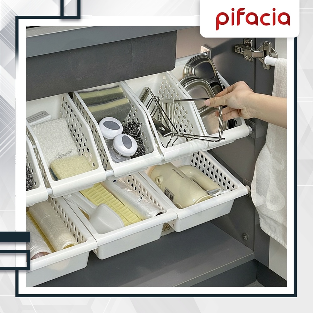 PIFACIA Rak Bawah Sink Dapur Organizer Lemari Expandable Storage Bumbu Piring Peralatan Dapur Hemat 
