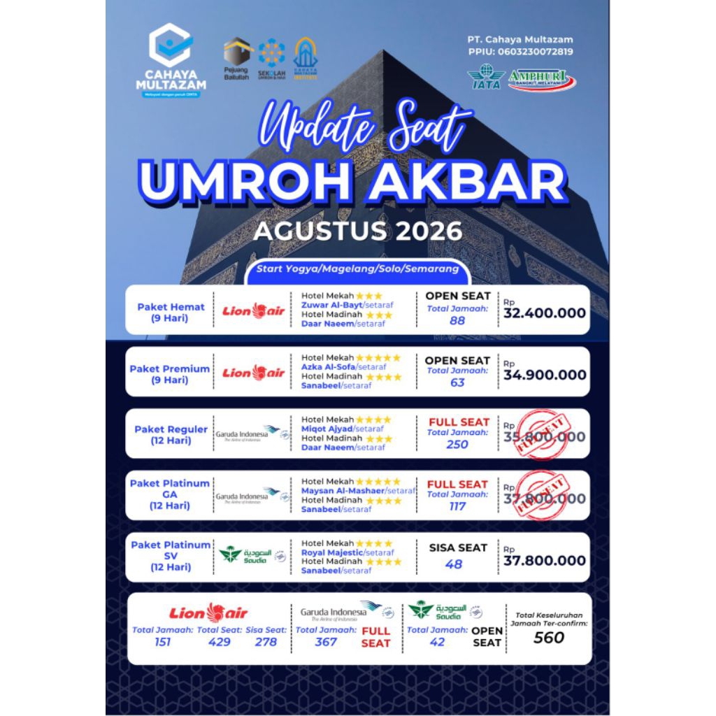 UMROH AKBAR START YOGYA, MAGELANG, SOLO, SEMARANG