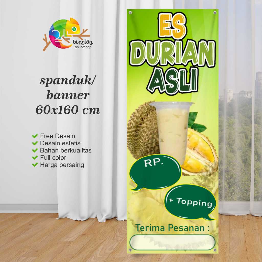 Spanduk Banner Es Durian Asli 60x160 cm