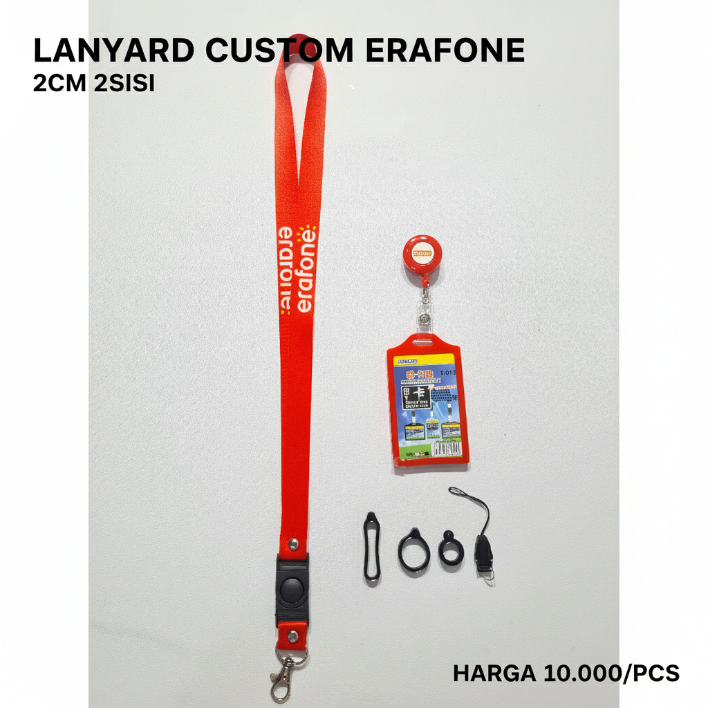 Cetak Lanyard Erafone | custom erafone | print lanyard - gantungan hp - holder - yoyo logo