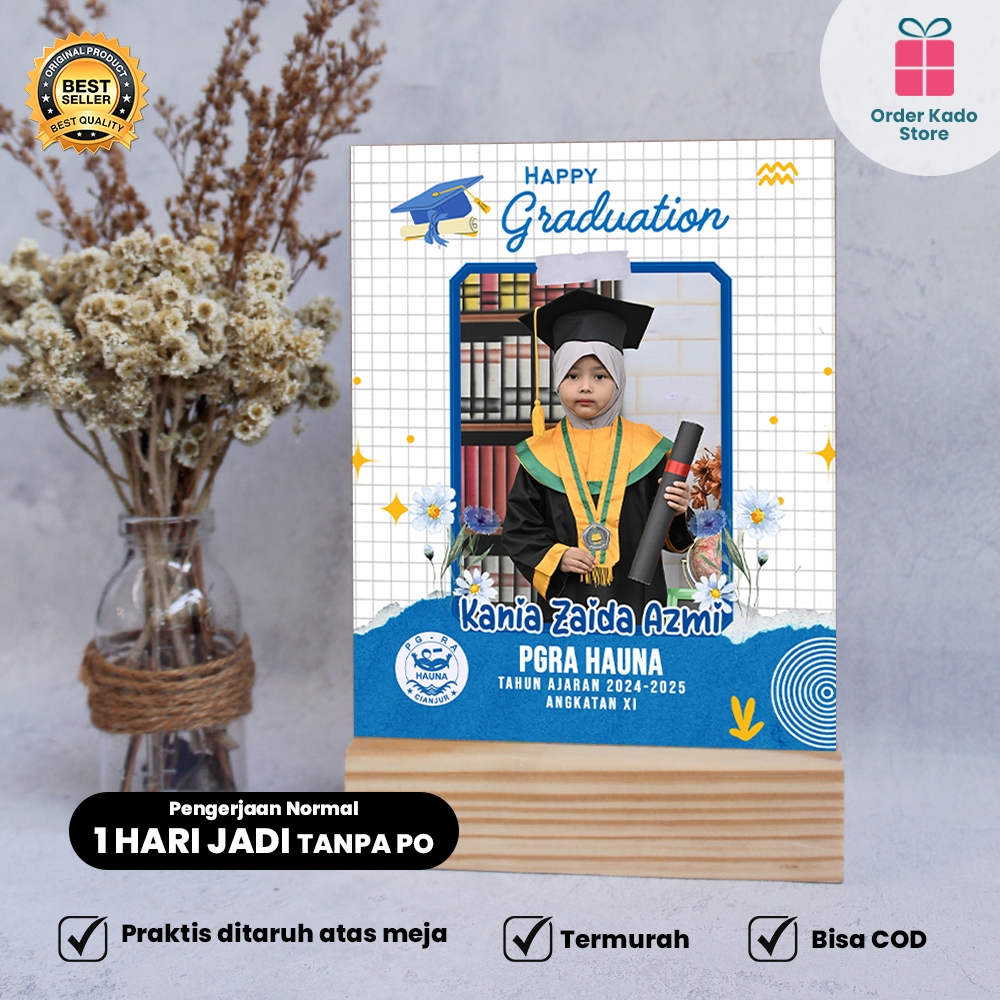 Hadiah/Kado Plakat Bingkai Foto FS Wisuda Sekolah Cewek & Cowok Graduation Gift Murah SD/MI, SMP/MTS