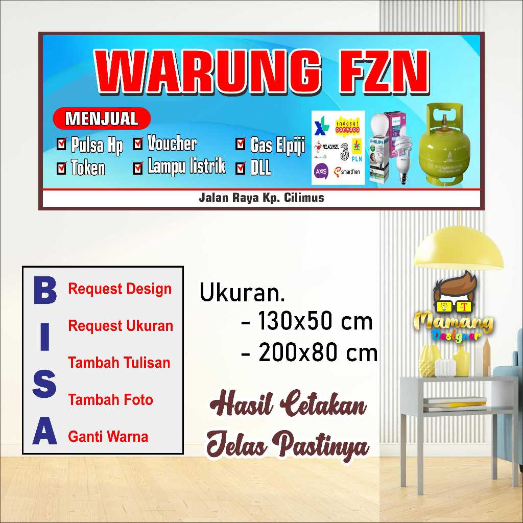 Cetak spanduk Banner Toko Elektronik dan Pulsa Keren