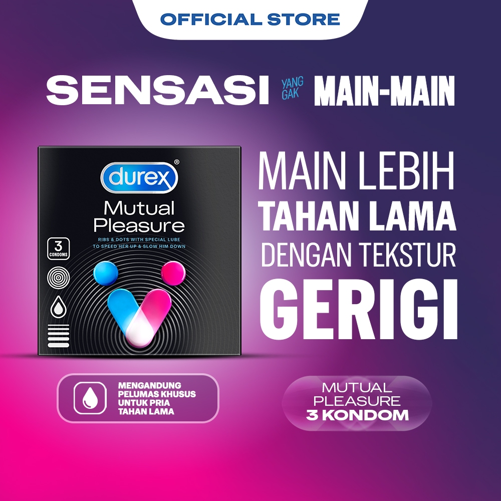 Durex Mutual Pleasure Kondom Gerigi Kondom Pria Tahan Lama 3s - Condom with Benzocaine