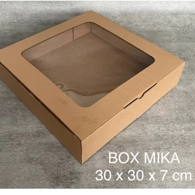 Kardus Box Kotak Coklat Tutup Mika Ukuran 30x30x7 Cm Dus Hadiah Hampers Packaging Kado