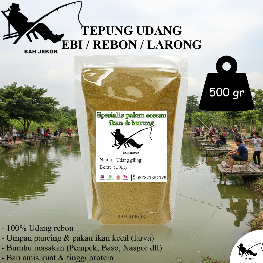 Udang Rebon Ebi Larong giling untuk umpan pancing ikan & bumbu masakan
