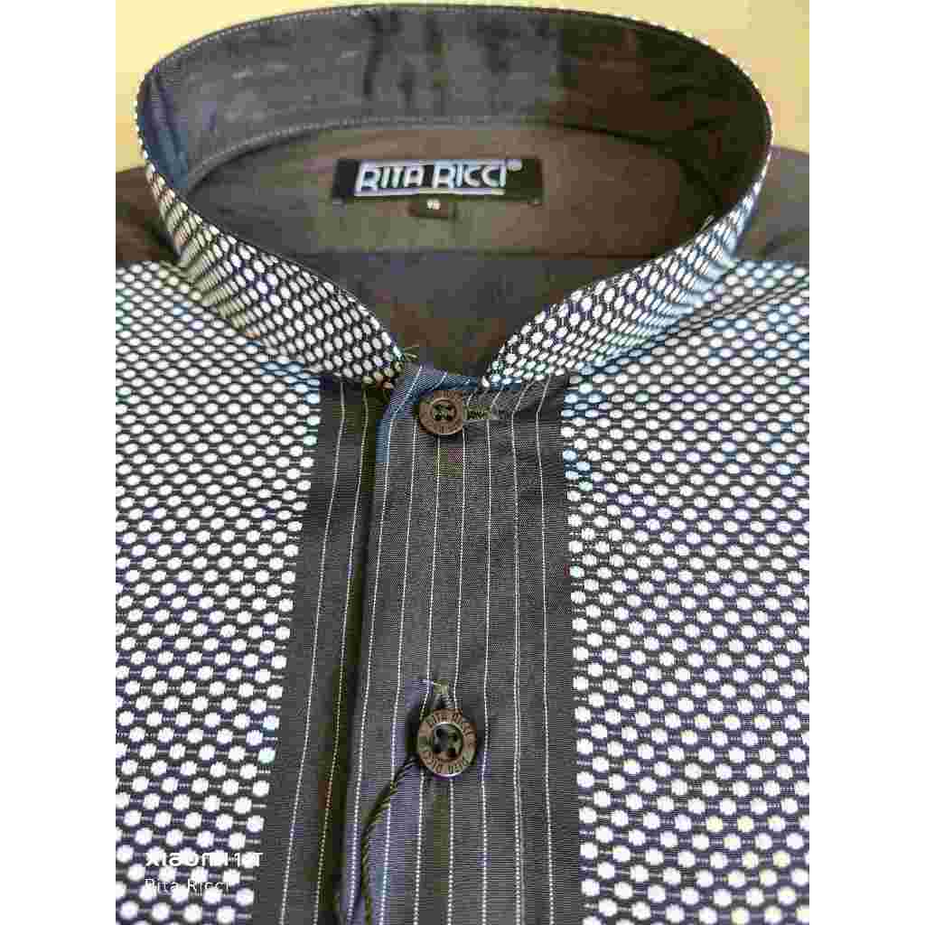 Kemeja Pria Rita Ricci Koko Reguler warna Hitam lengan panjang dan pendek artikel K3779
