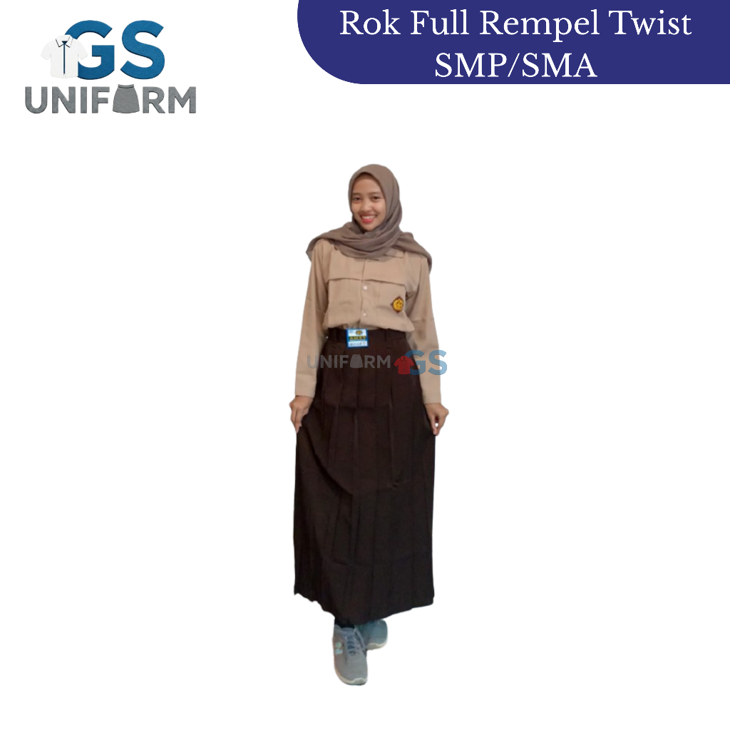 Rok Sekolah SMP SMA Rempel Full Panjang COKLAT PRAMUKA Seragam Sekolah By.Amrycollection (Twist)