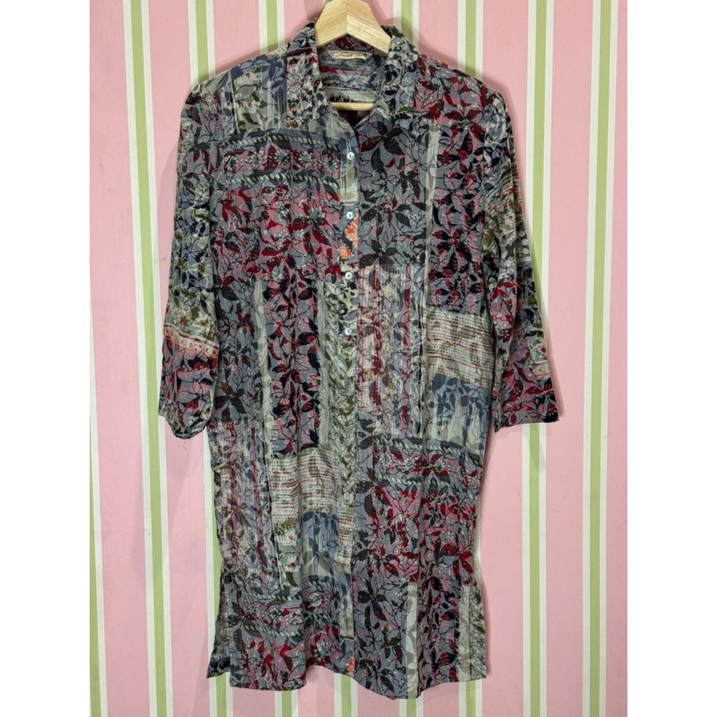 Baju Wanita Tunik Motif Bunga TRISET (preloved pemakaian pribadi)