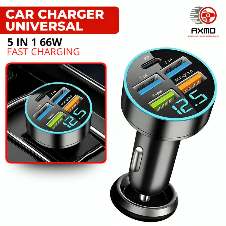 Charger Mobil Fast Charging 4USB 66W Car Charger Adaptor Car Charger Mobil Motor Fast Charging