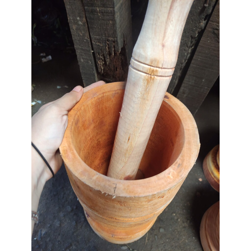 lesung kayu jati uk 8 inci