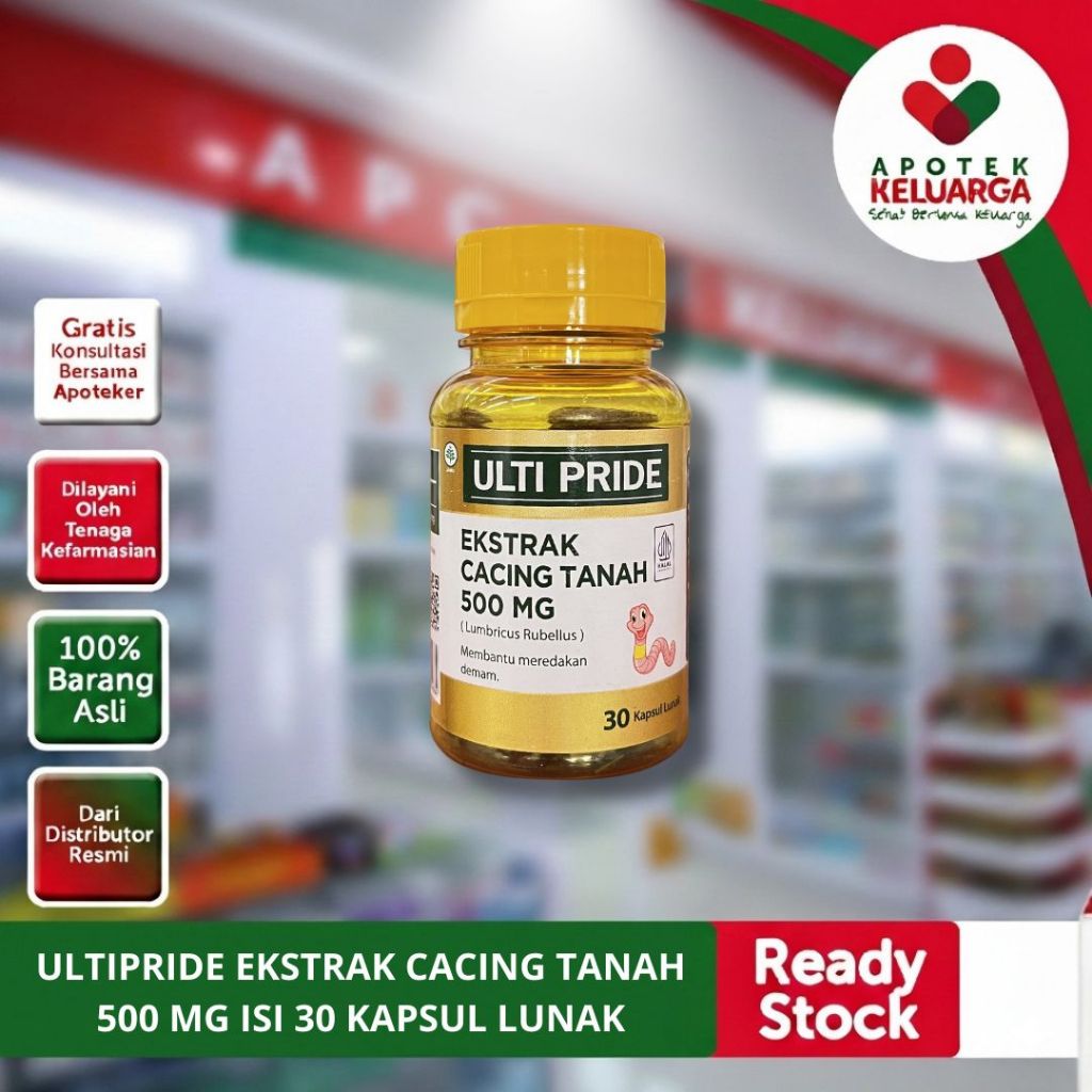 ULTIPRIDE ESKTRAK CACING TANAH - ISI 30 KAPSUL LUNAK - SUPLEMEN KESEHATAN- MEREDAKAN GEJALA TIPES