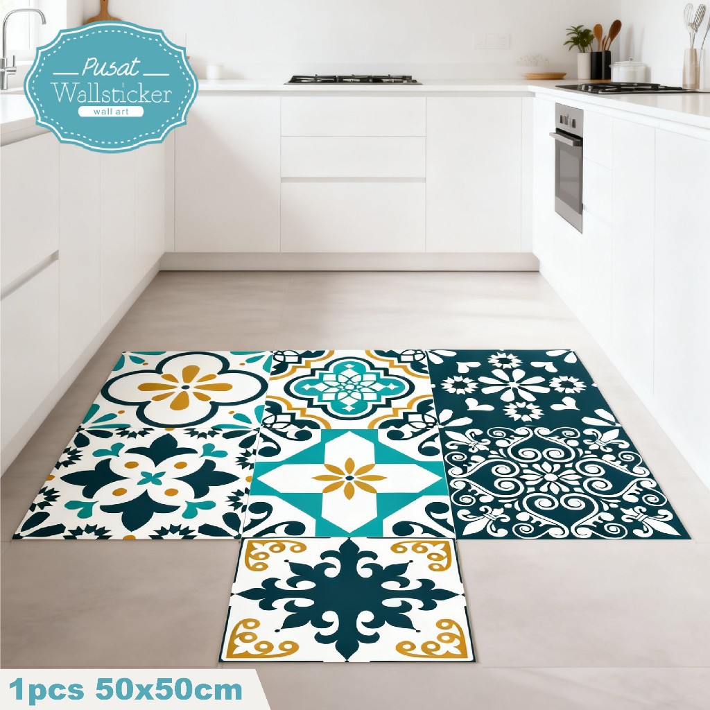 Pusat Wallsticker - READY STOK - Stiker Tegel 50x50 cm Stiker Keramik Lantai Dinding Motif Tegel Vin