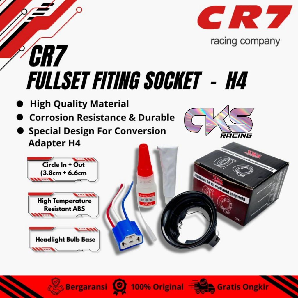 Fitting Socket H4 Dudukan Lampu Fitting H4 Lengkap Set CR7  LAMPU FITTING LAMPU H4 LED