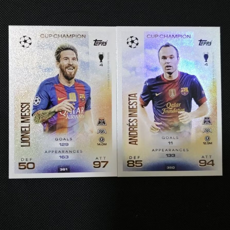 kartu topps messi dan iniesta cup champion