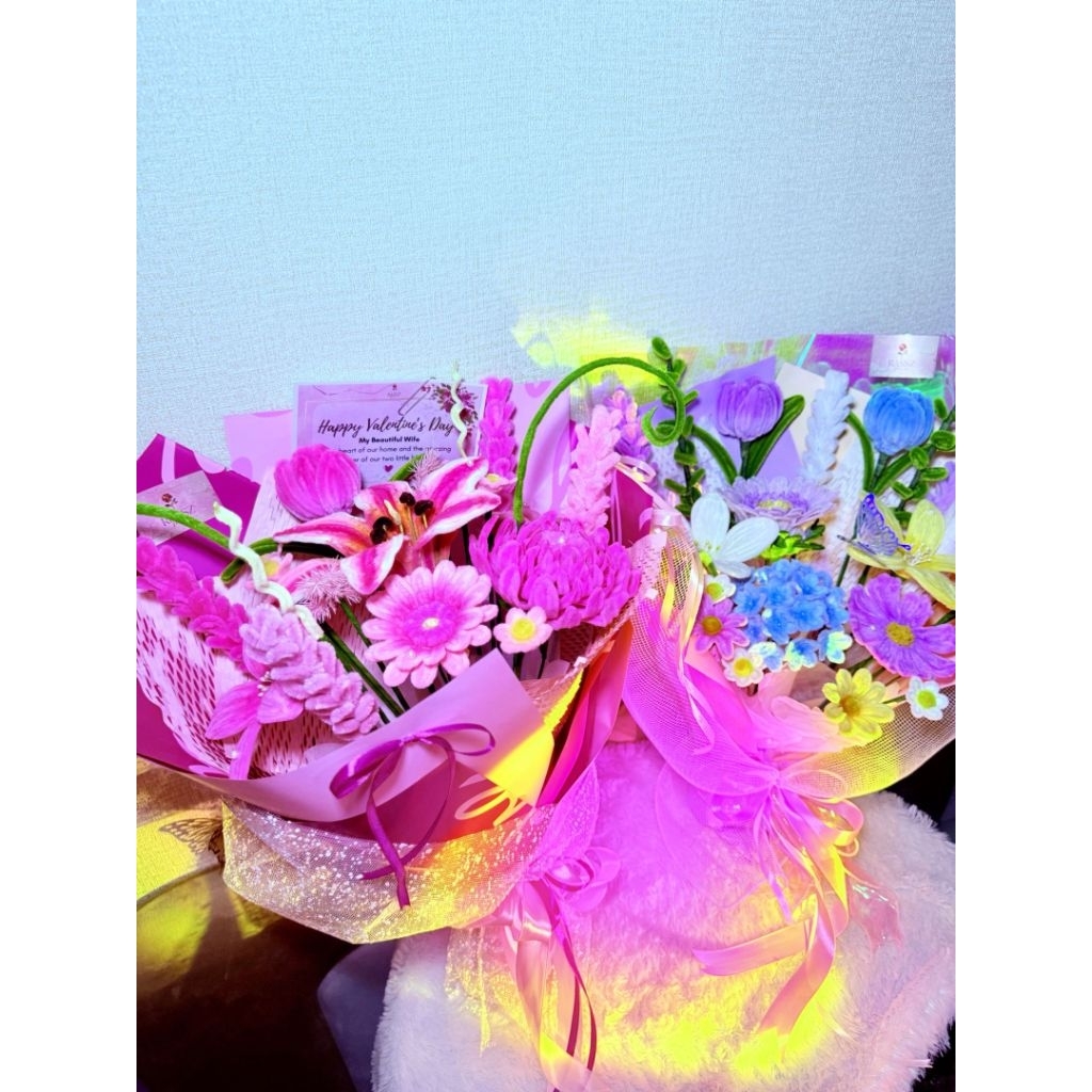 Flower Box Bouquet Kawat Bulu/Pipe Cleaner Bouquet/Bouquet Kawat Bulu Premium
