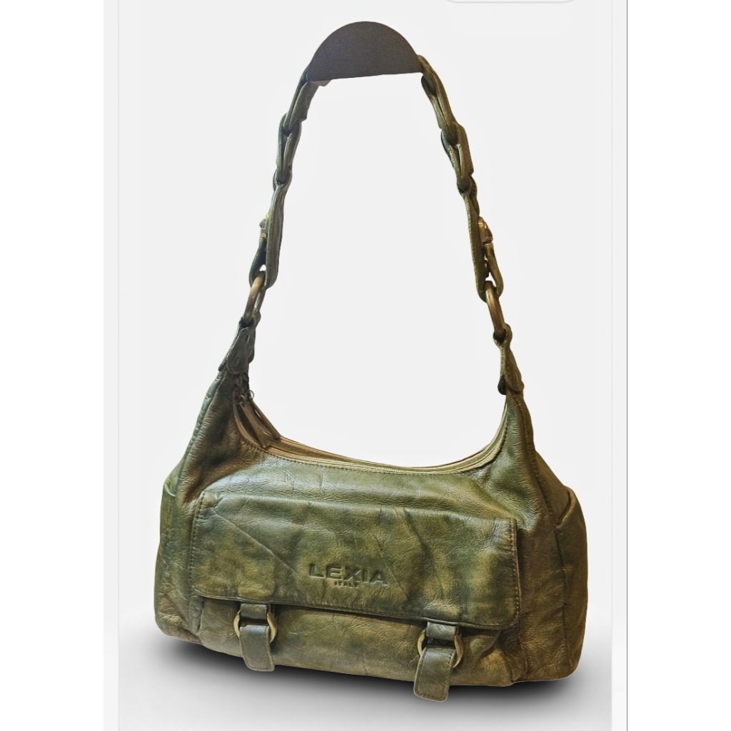 lexia hobo bag leather army washed texture
