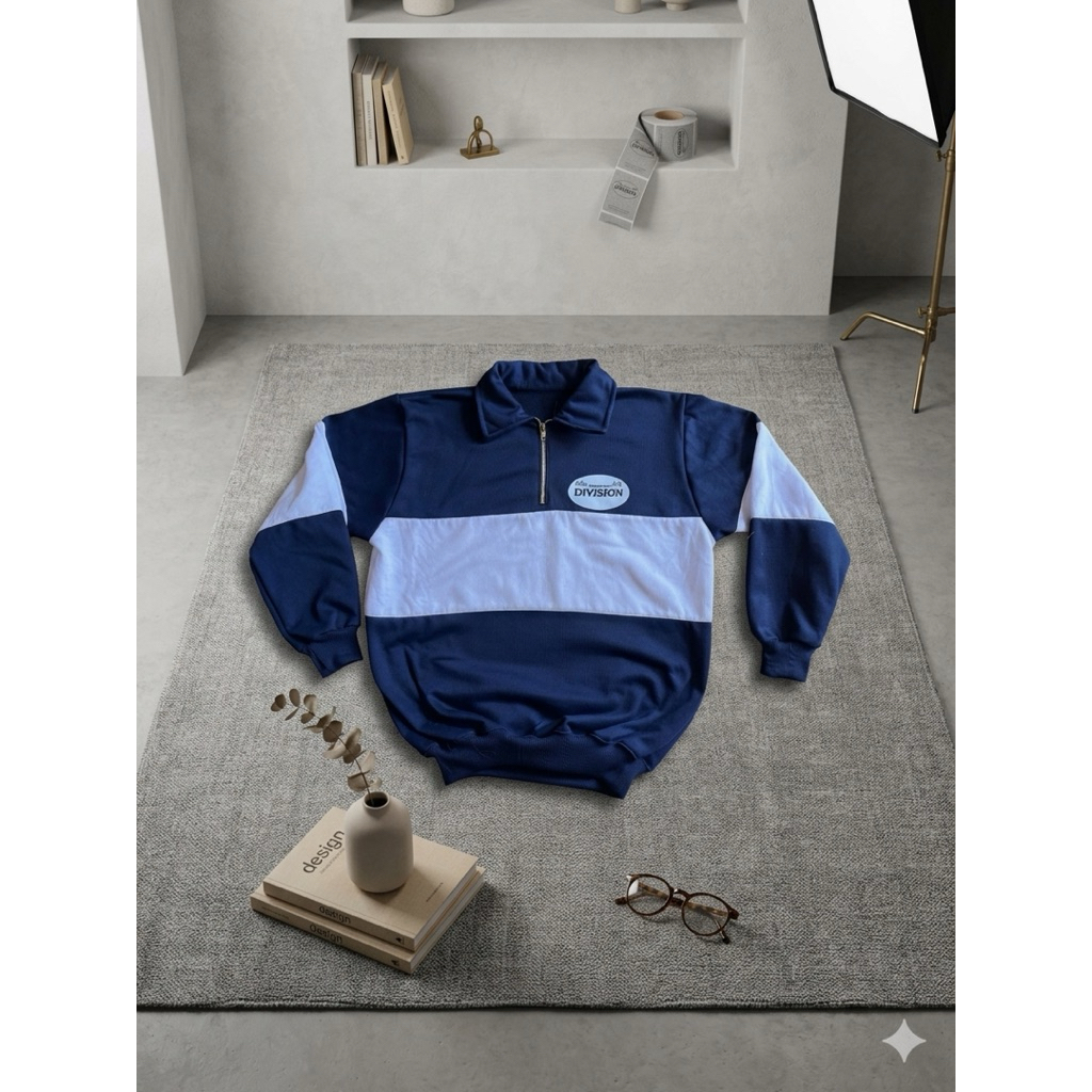 SWEATER HALFZIP RUGBY DVSN PRIA WANITA PREMIUM