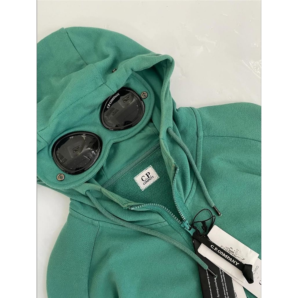 cp company diagonal flecee green with tag