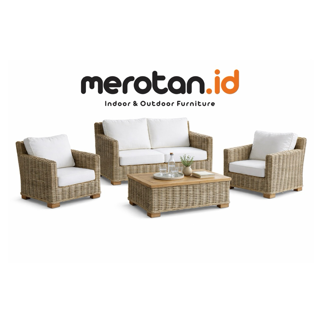 Set Kursi Tamu Rotan Asli Kubu / Sofa Tamu Rotan Alam / Kursi Santai Rotan Model Estetik