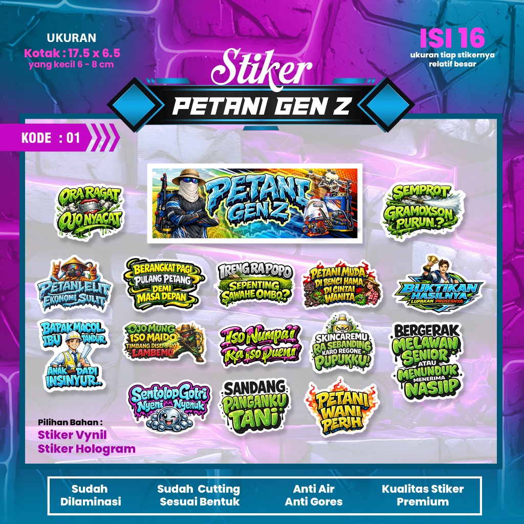 Sticker Petani Gen Z / Stiker Tangki Semprot Pertanian