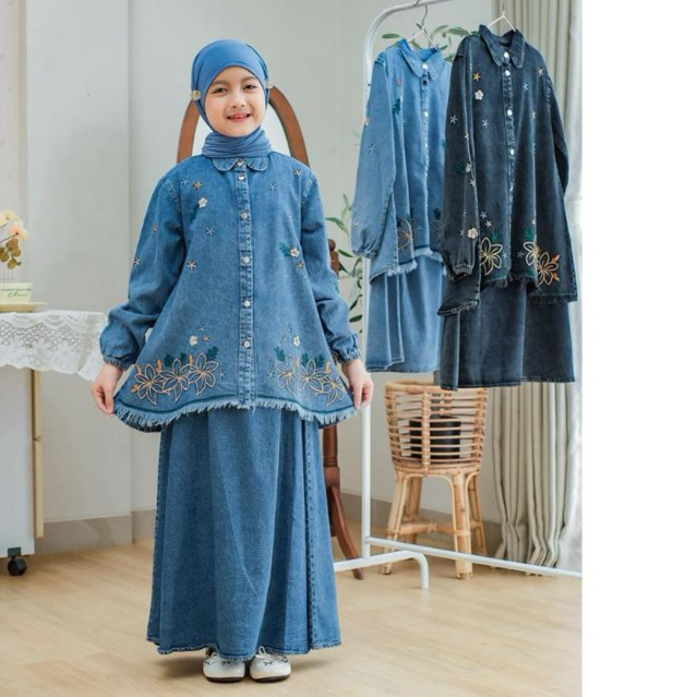 UMMA.DAILY | NAOMI SET ROK JEANS | SETELAN ANAK PEREMPUAN USIA 3-11 TAHUN