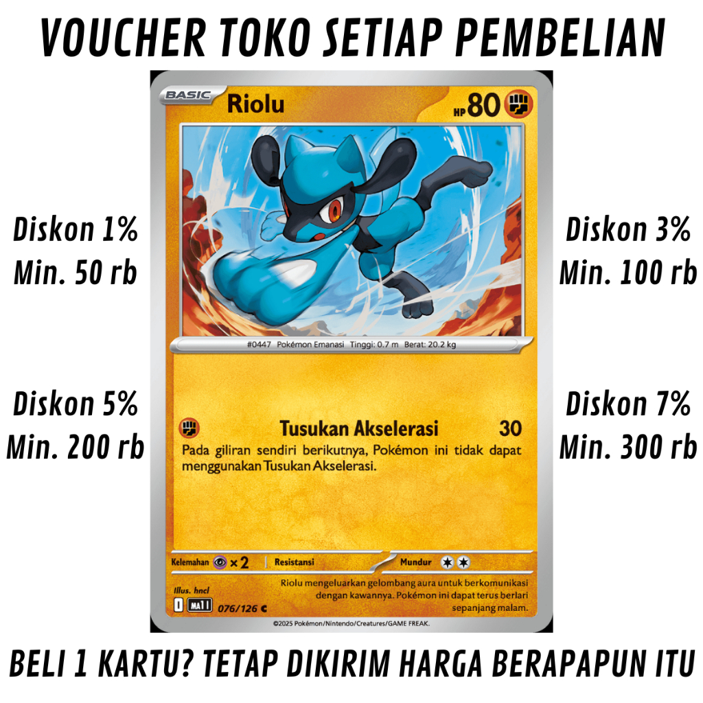 [153] Kartu Pokemon TCG Bahasa Indonesia KONDISI NM (NEAR MINT) Riolu Booster Pack "Evolusi Mega" 07