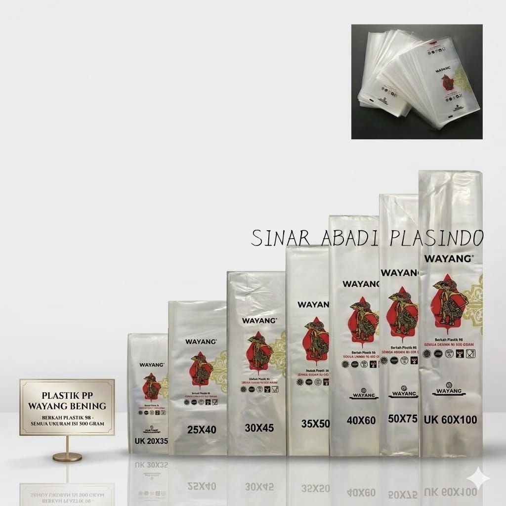 Kantong Plastik PP Bening Wayang Uk 10X15-5X8,Plastik PP Bening, Kantong Plastik PP