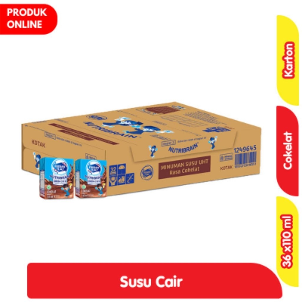 Frisian Flag Nutribrain Susu UHT Cair Cokelat Kotak 110 ml 1 Karton/Dus (1 Karton isi 36 Pcs)