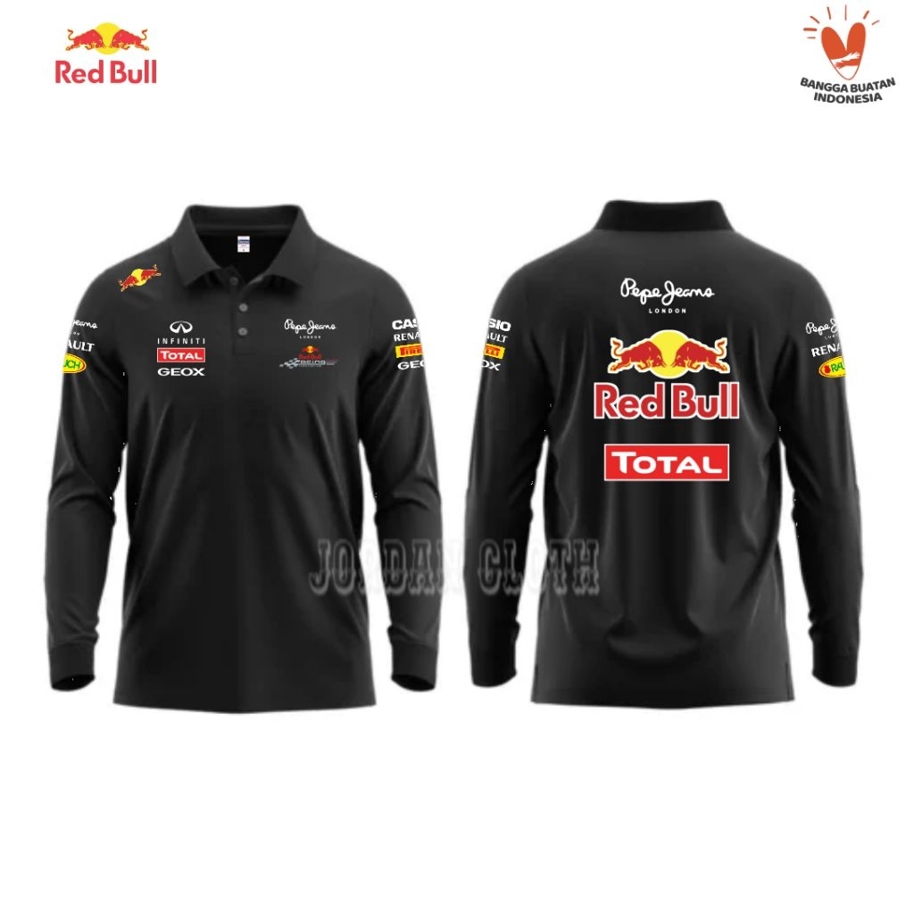 Polo shirt Tshirt Kaos Kerah Lengan Panjang Team Red Bull Racing F1