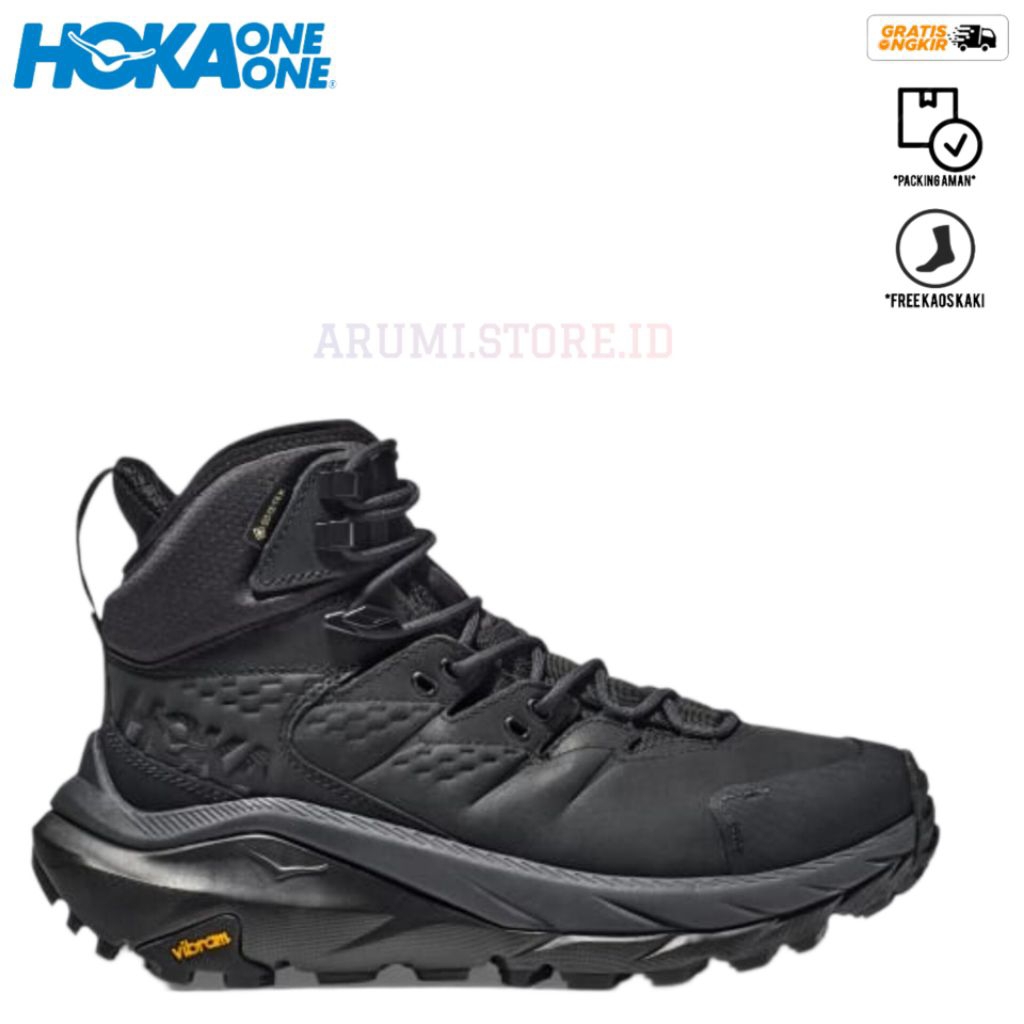 SEPATU HIKING HOKA KAHA 2 FULL BLACK HIKING SHOES