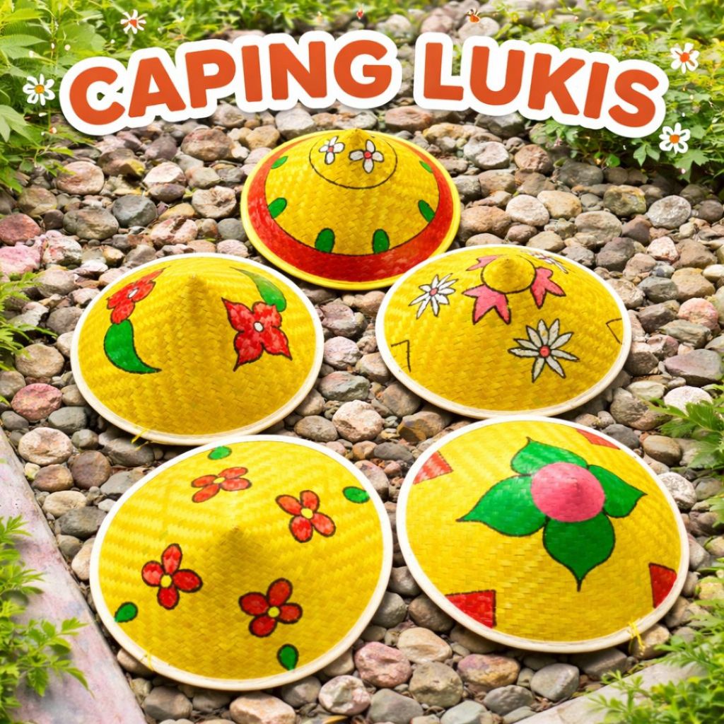 TOPI CAPING PETANI - TOPI CAPING PETANI LUKIS - CAPING MOTIF BUNGA UNTUK CEWE