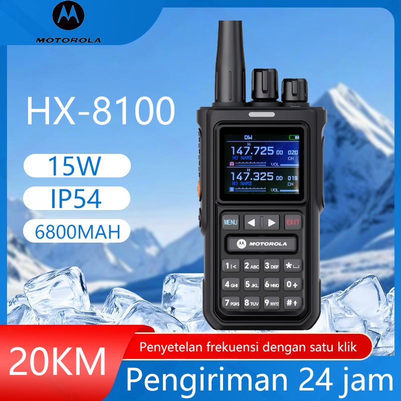 HT Motorola walkie talkie 8100 radio dua arah jarak jauh daya tinggi 15W walkie-talkie jarak jauh 20