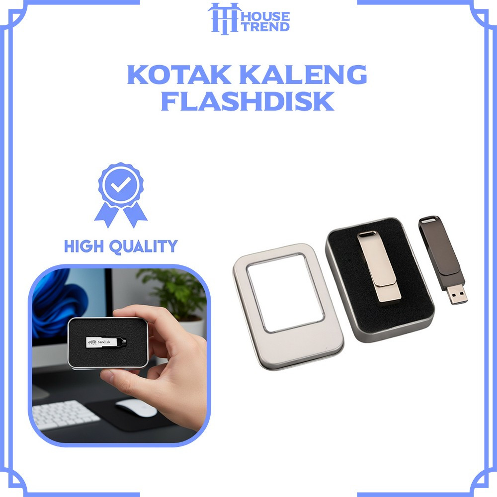 HOUSE-C1192Tempat Usb Flash Disk Kotak Kaleng Penyimpanan USB Kotak Packing Flashdisk Souvenir Box