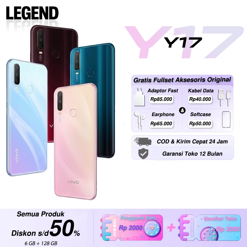 HP VIVO Y17 RAM 8/256GB Baterai 5000mAh Second Mulus Fullset Garansi Toko 1 Tahun