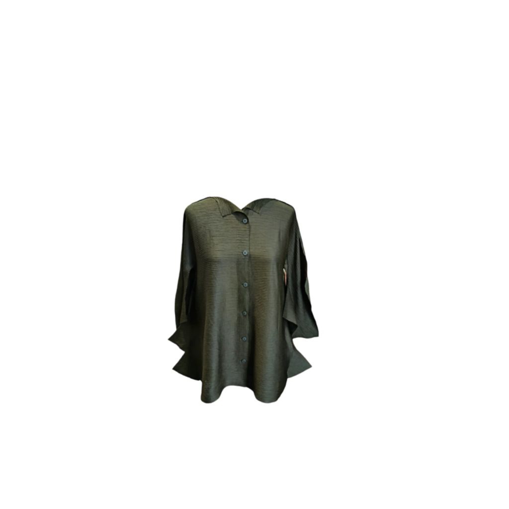 issey miyake army pleated blouse