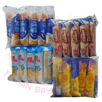 ROTI PAPABEAR [20GR x 10pcs] Kue Guling Rasa Original Susu Keju Cake Viral Soft Bread Ori Milk
