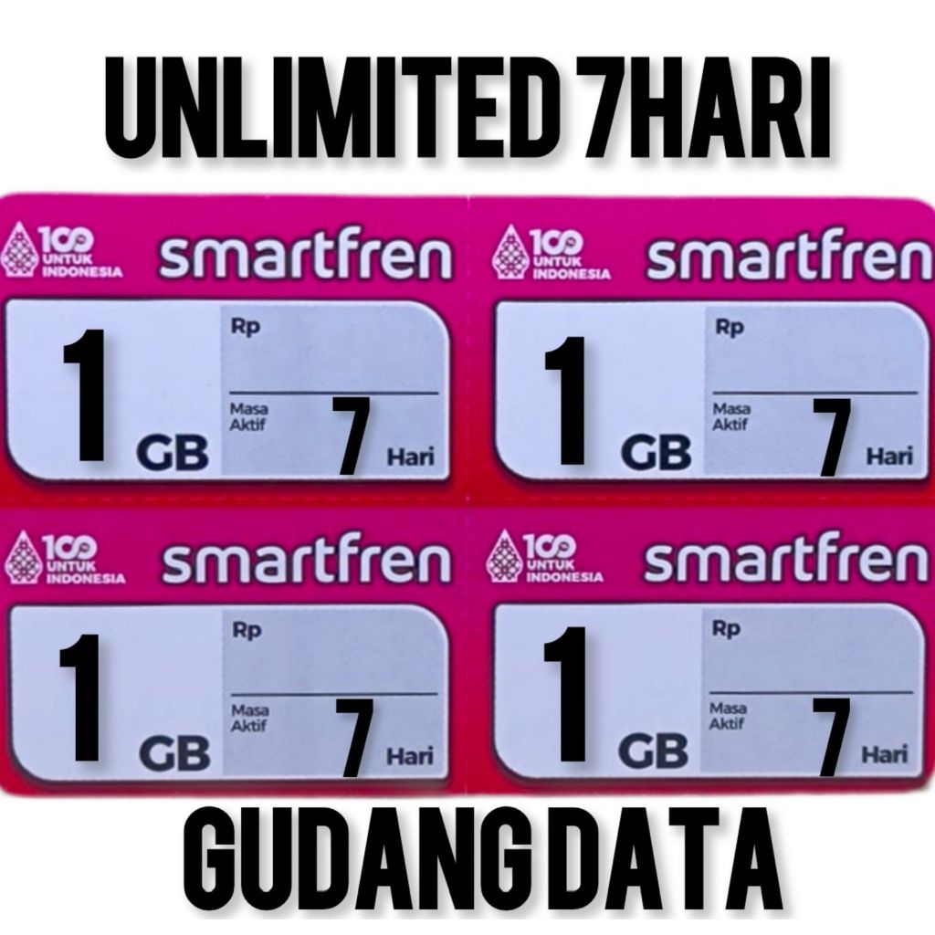 Voucher SmartFren Unlimited 7Hari FUP 1GB /HARI